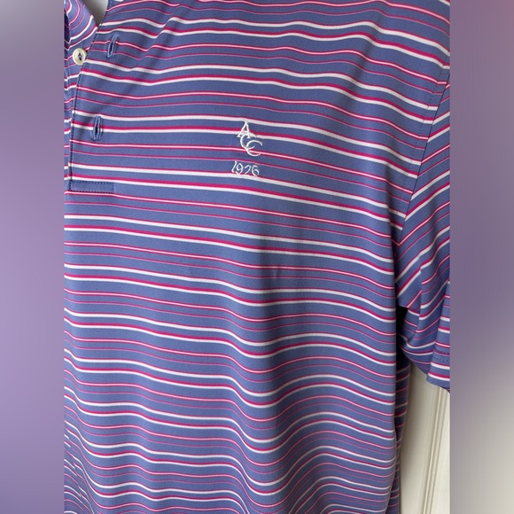 PETER MILLAR Summer Comfort Polo Shirt Golf Blue Pink ACC Athens GA Country Club - Picture 2 of 9